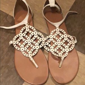 White beaded sandals